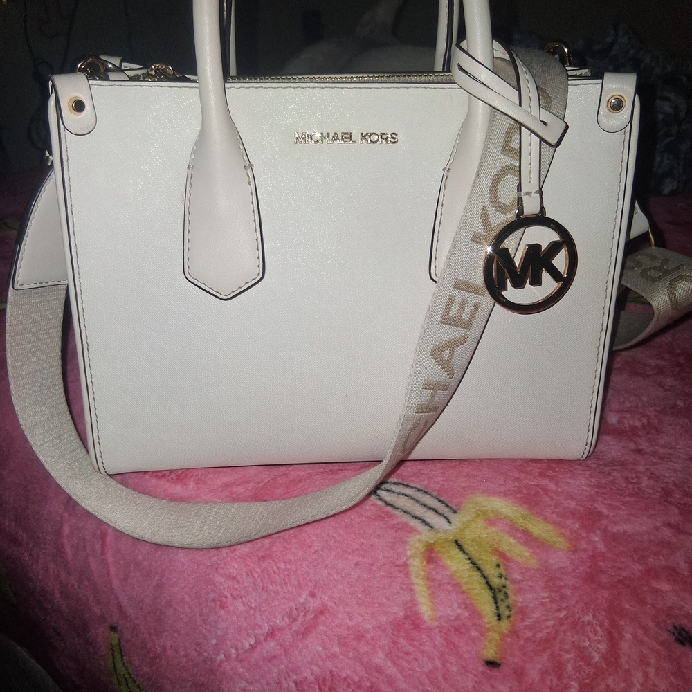 Michael Kors Cream Satchel with Gold Accents
